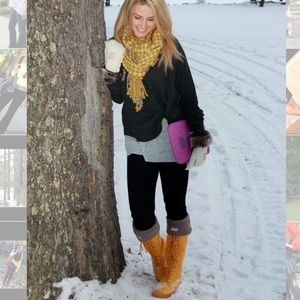 Hunter Yellow Lace-Up Boots